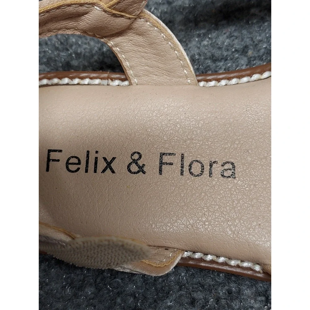 Felix‎ & Flora Toddler Sandals 6 Beige Bow Straps Open Toe Lightweight Outdoor